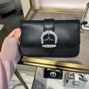 Jimmy Choo Black Clutch with Crystal Accent
